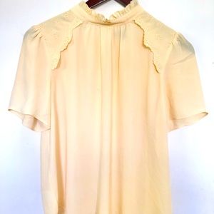 Ann Taylor High Neck Ruffle Blouse